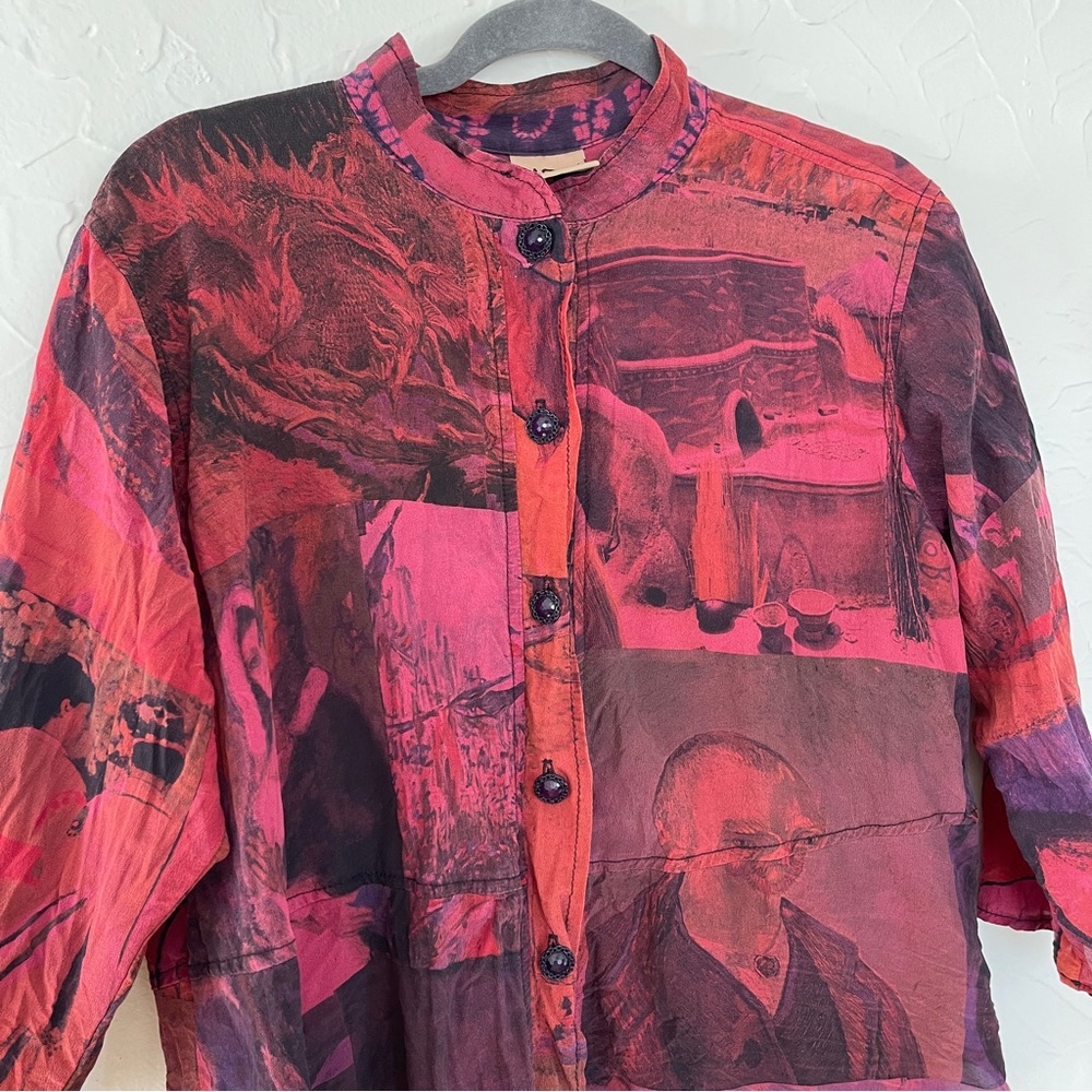 URU women’s 100% Silk Top. Button down. - Picture 2 of 7